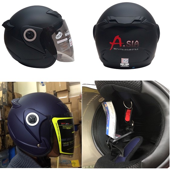 Mũ bảo hiểm Asia MT168 (Có 2 mầu đen nhám & xanh nhám - Kính có đủ kính trà - Kính trắng - Kính gương)