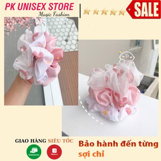 💛Cột tóc scrunchies sakura, dây buộc tóc vải Scunchies hoa anh đào