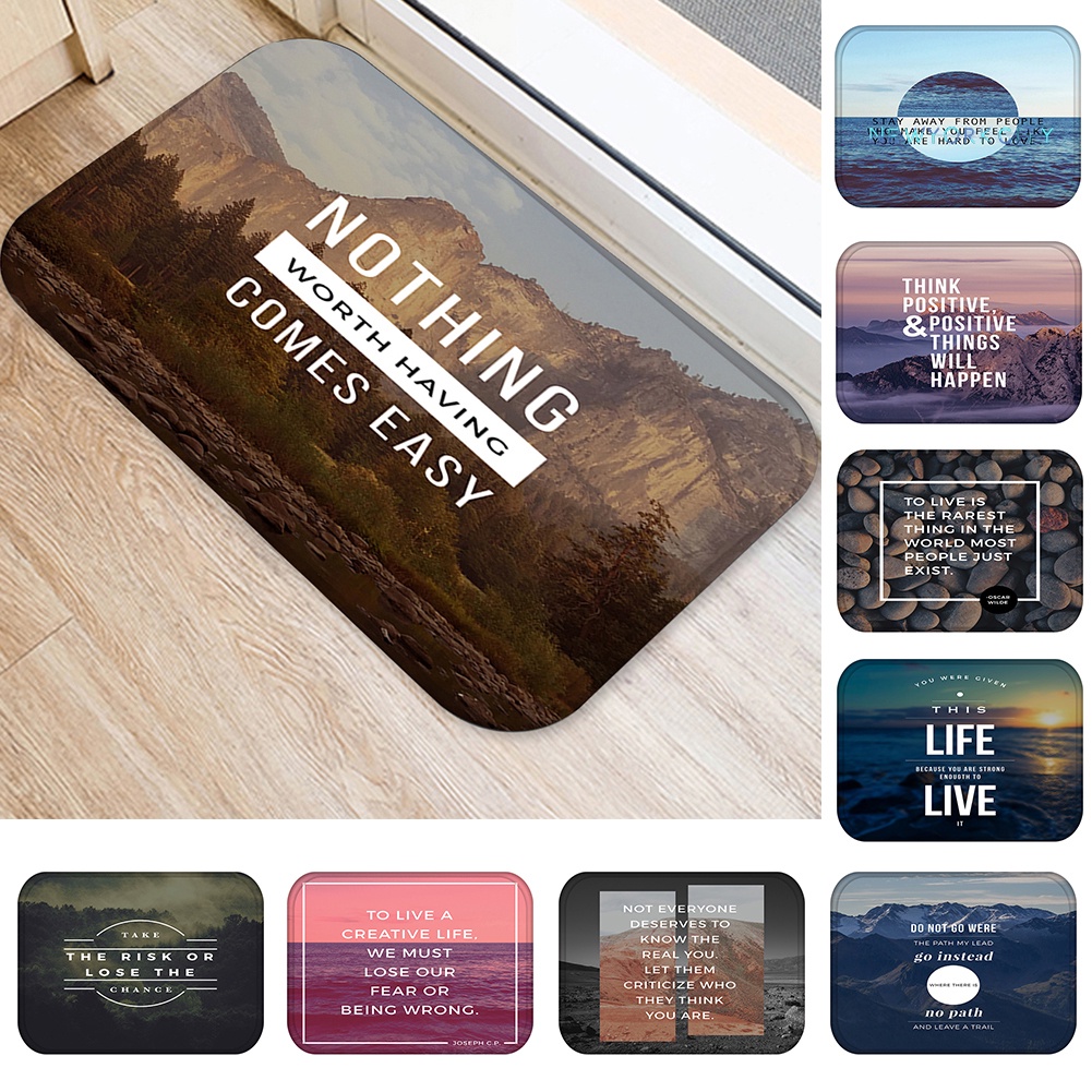 Thảm lót cửa chùi chân Chống Trượt In Chữ Độc Đáo Kích Thước 40x60cm