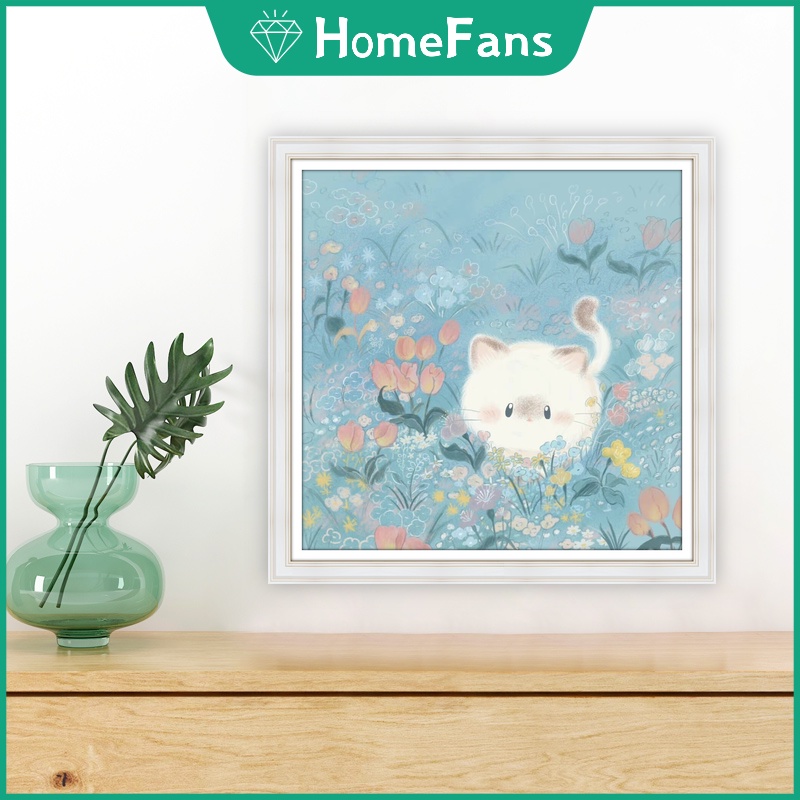 Tranh Đính Đá 5D Tự Làm Hình Mèo Kitty 40x40cm Trang Trí Tường Nhà/Phòng Trẻ Em