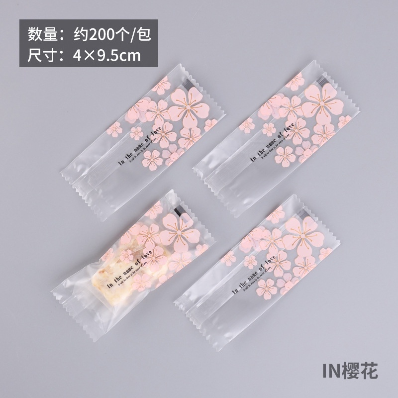 Túi gói kẹo Nougat, Túi đựng bánh cookie, vỏ túi đóng kẹo hạnh phúc size 4*9.5 cm