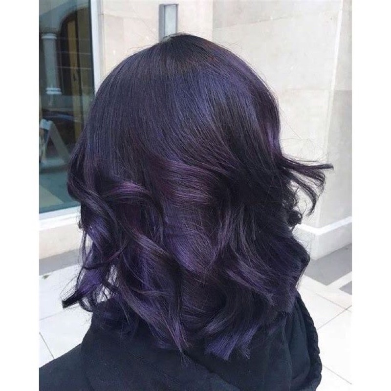 Kem Thuốc Nhuộm Tóc Màu Đen Tím Lên Màu Từ Nền Base Đen Tự Nhiên Dark Violet Hair Dye Cream