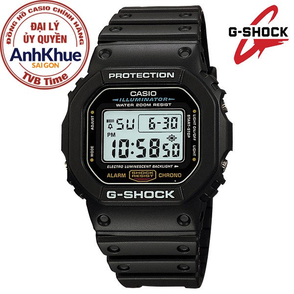 Đồng hồ nam dây nhựa Casio G-Shock chính hãng Anh Khuê DW-5600E-1VDF (42mm)