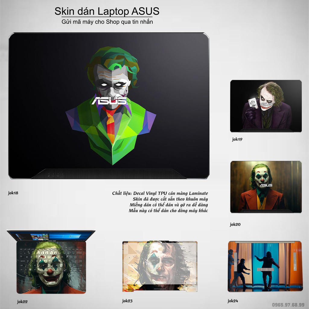 Skin dán Laptop Asus in hình Joker _nhiều mẫu 3 (inbox mã máy cho Shop)