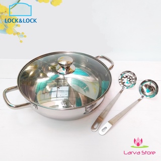 Nồi Lẩu Chia Ngăn Inox 304 Lock&Lock LCM2308 Kèm Muôi Canh Và Muôi Nhúng - Larva Store