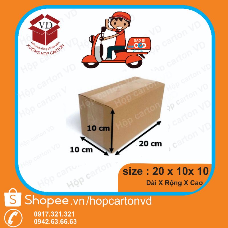 Combo 50 hộp carton ship cod 20x10x10