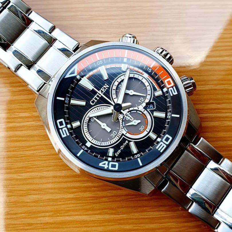 Đồng hồ Nam chính hãng Citizen Chronograph CA4330-57E Eco-Drive 6 kim,Lịch-Năng lượng ánh sáng-Dây kim loại-Size 43mm