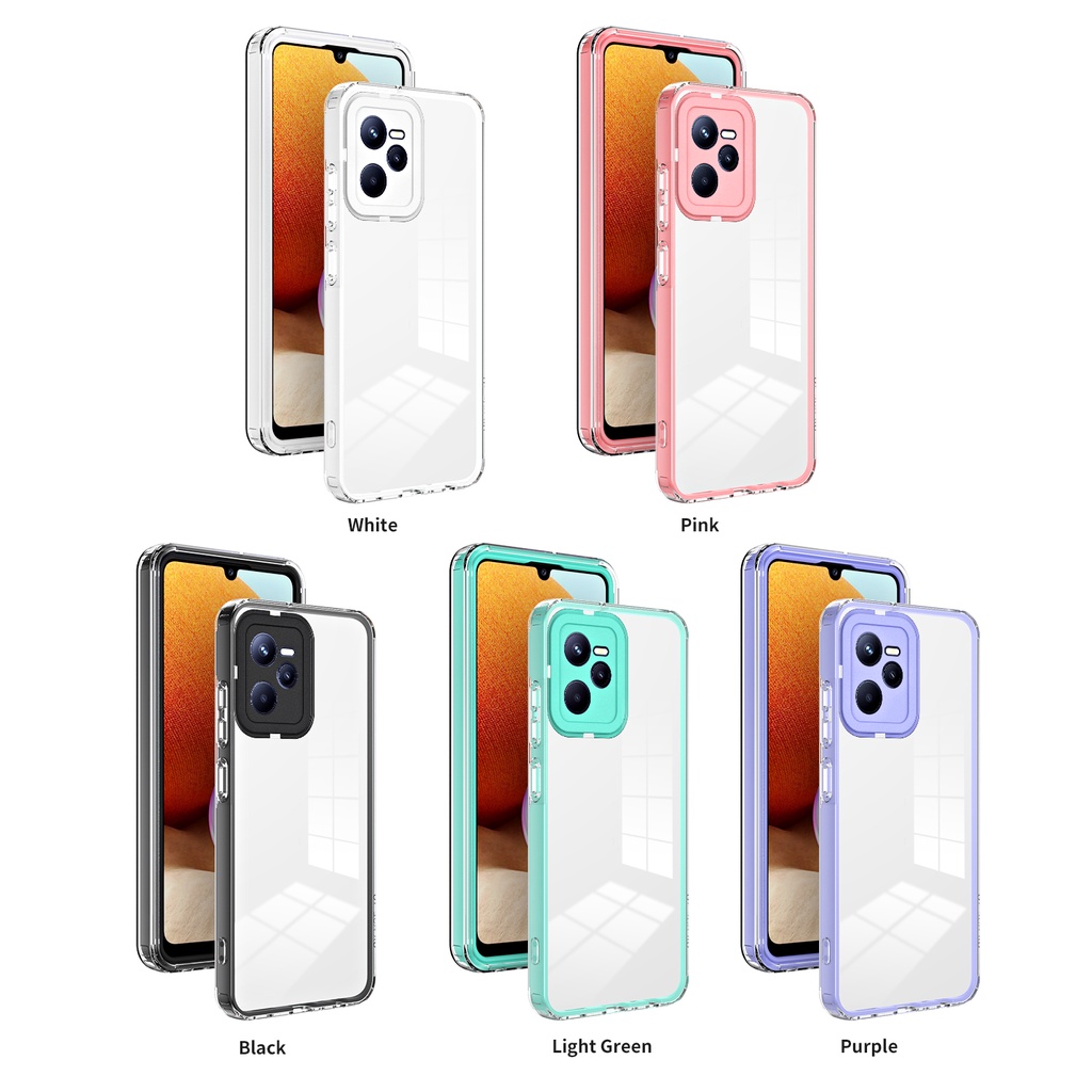 Ốp Điện Thoại PC Cứng Viền Silicon Mềm Trong Suốt Bảo Vệ Camera 3 Trong 1 Cho OPPO Realme C35 9i Reno 8 5G