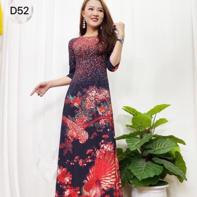 Áo chim công đỏ vải lục co giãn 3D cực vô cùng sang trọng - Ảnh thật tự chụp - HÀNG MỚI VỀ
