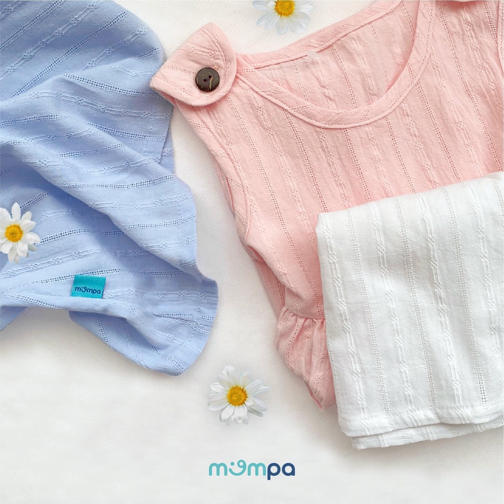 Váy Mompa cao cấp mềm mịn thoáng mát đáng yêu 2 cúc vai và cúc giữa kẻ sọc cho bé gái MP616 MP617