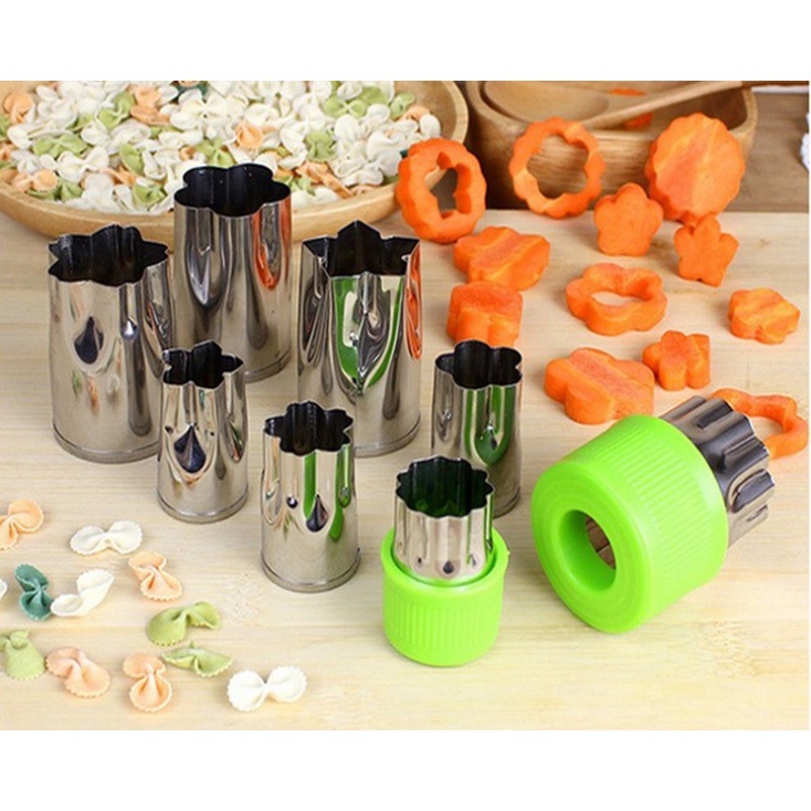 Khuôn Cắt Tạo Hình Rau Củ Quả Set 8 Món Bằng inox Đa Năng