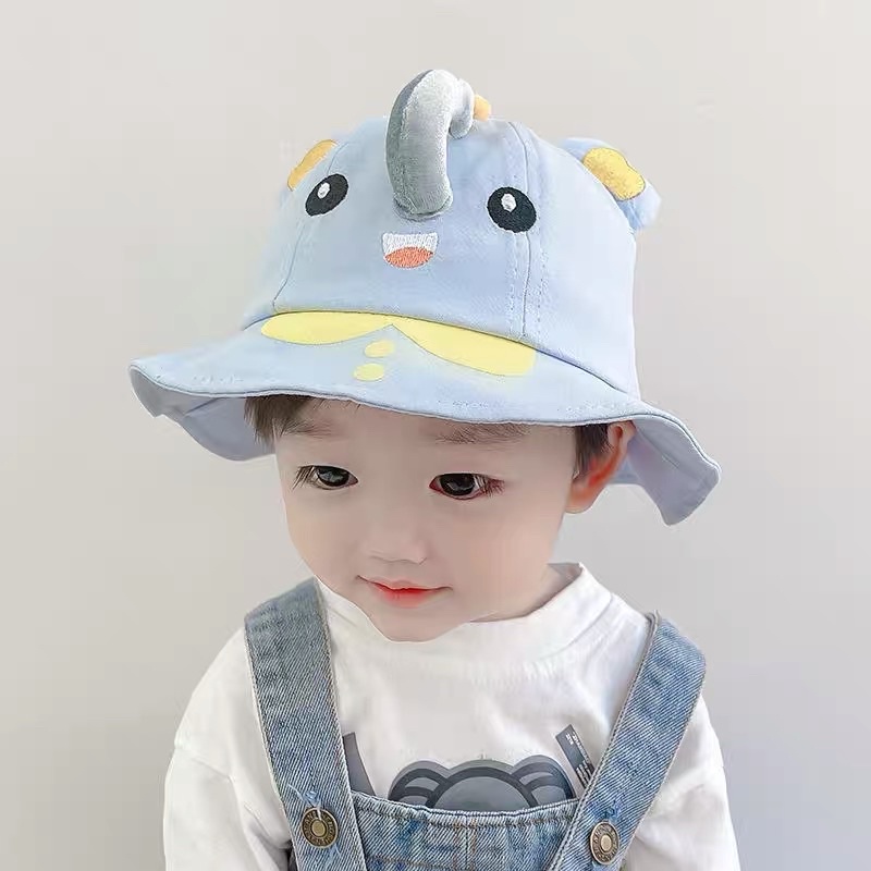Mũ cho bé trai bé gái vành tròn thêu vòi voi tai nơ đáng yêu , phù hợp 4 tháng - 4 tuổi