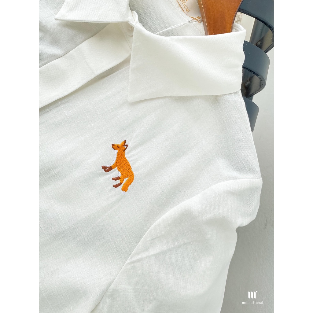 Áo sơ mi công sở nữ Méo shop phong cách cá tính dáng tay ngắn Sleeve
