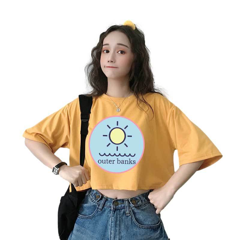 Áo Thun Crotop Form Rộng Tay Ngắn Chất Cotton Mền Mại In Hình Outer Banks Ulzzang Style Hàn Quốc TTT0121