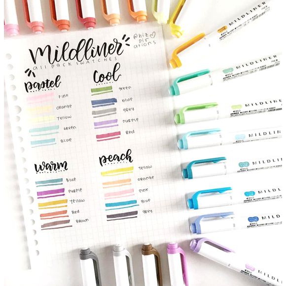 Set 5 Bút Highlight Hai Đầu ZEBRA Mildliner Nhật Bản Cây Đầu To