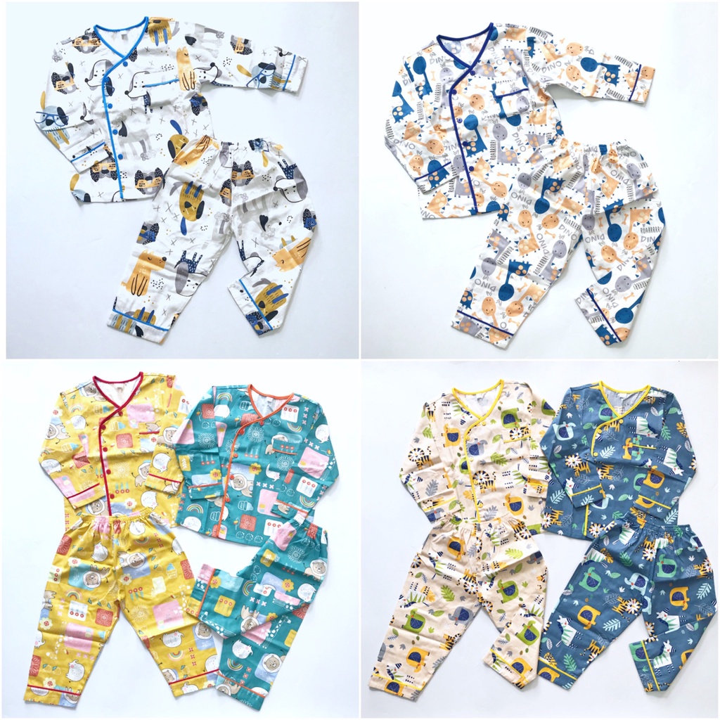 Pijama Cho Bé dài tay vải Thô cotton hút mồ hôi mịn đẹp thoáng mát Nhiều mẫu bé trai bé gái size 10-20kg