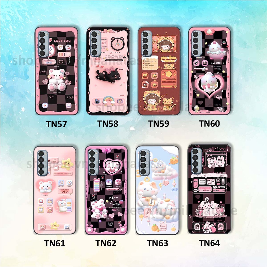 Ốp Oppo Reno4 /  Reno4 Pro / Reno 4 hình đồng hồ icon gấu mèo cute cực dễ thương ngộ nghĩnh
