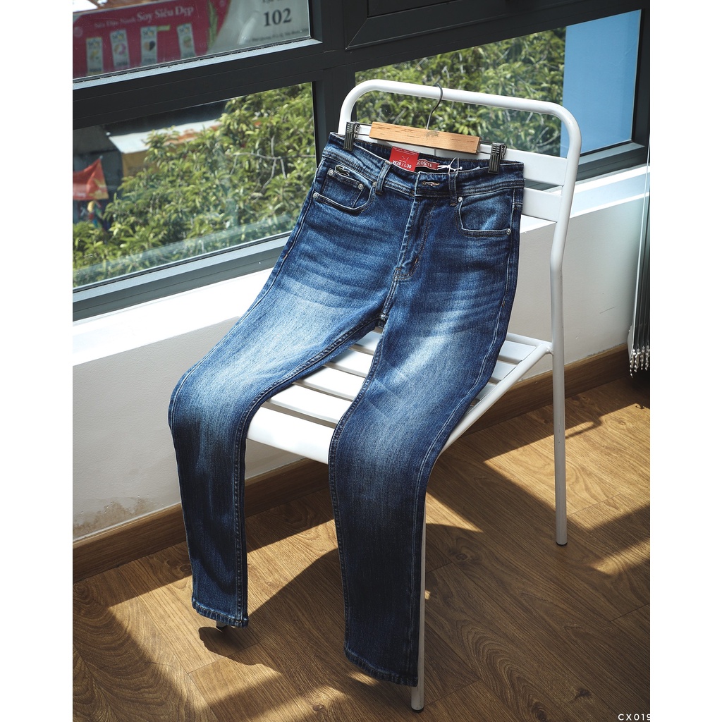 Quần jean dài nam Lcst Blue wash dư xịn,Form Slimfit,chất vải co dãn,ống quần 15 - 18cm,hàng VNXK-CX019