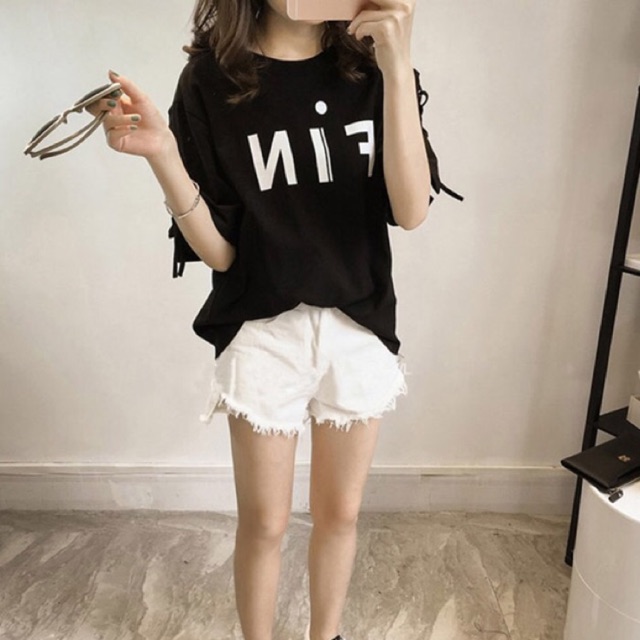 Áo thun big size tay đan dây in chữ Fin đủ size 58-90kg
