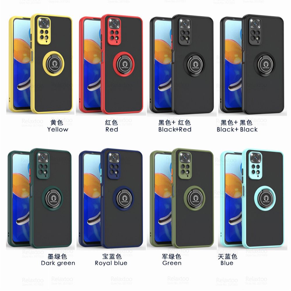 Matte Camera Shockproof Case For Xiaomi Redmi Note 11 Pro 5G Redme Note11 11S 4G 11Pro Plus Car Magnetic Ring Stand Cover Fundas
