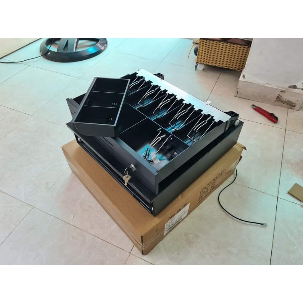 Ngăn Kéo Đựng Tiền JJ405 két đựng tiền thu ngân kết nối máy in bill k57 k80 khung kim loại