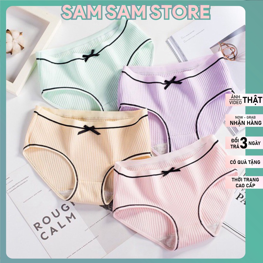 Quần Lót Cotton SAM SAM Gân Tăm Hàng Cao Cấp Co Giãn 4 Chiều Free Size từ 40kg tới 60kg