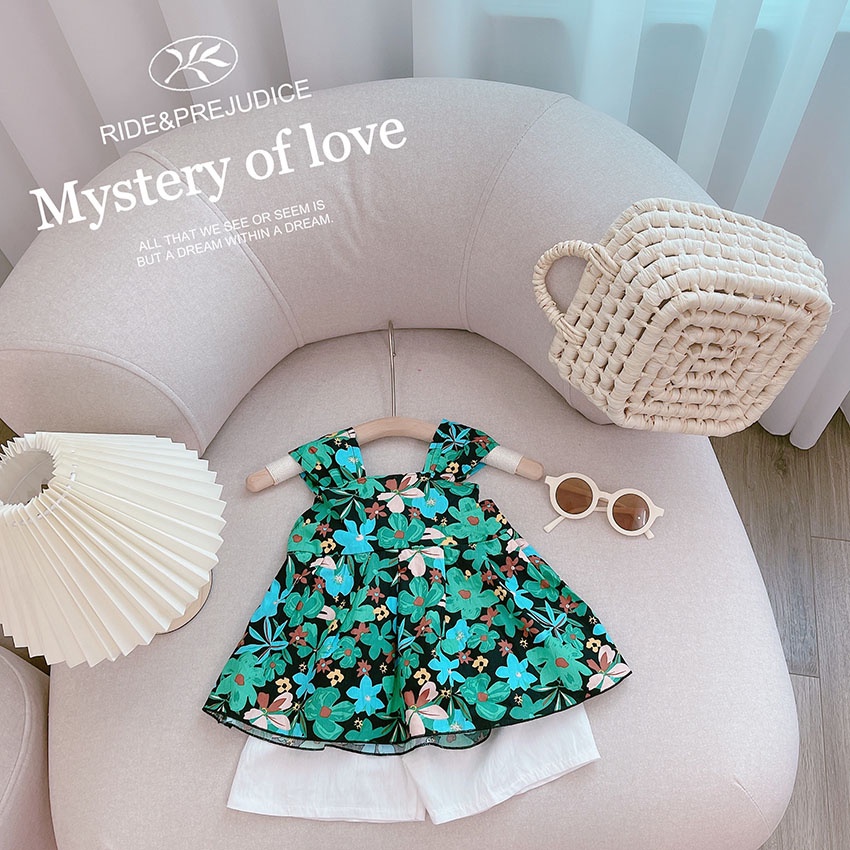 Bộ Quần Áo 3 Lỗ Họa Tiết Hoa Chất Áo Thô Kết Hợp Quần Đũi Cho Bé Gái Từ 7-19kg Mã BL33