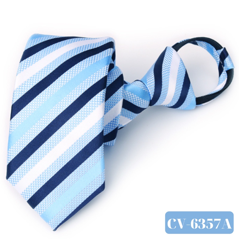 Cravat Nam màu xanh kẻ chéo bản nhỏ 6cm cao cấp thắt sẵn khóa kéo, Cravat chú rể, Calavat dự tiệc - CV-6357