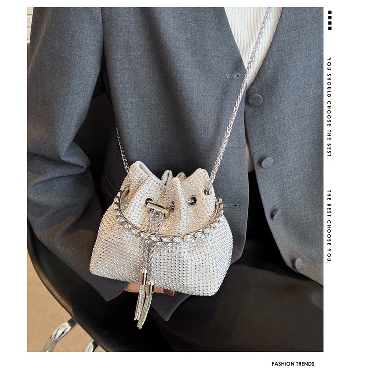 Túi Đeo Chéo Mini Đính Kim Cương Sáng Bóng Phong Cách Thời Trang Mới Cho Nữ