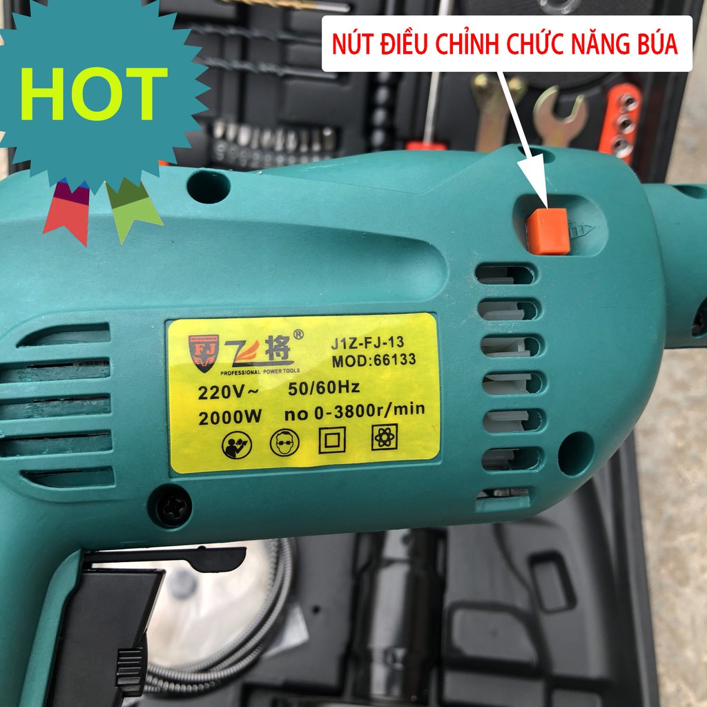 Bộ máy khoan tường 2000w. Khoan bê tông, khoan gỗ, khoan sắt, bắt vít đa năng - KHOAN BÚA