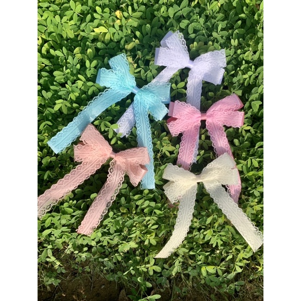 Kẹp tóc vải mix ren xinh xắn