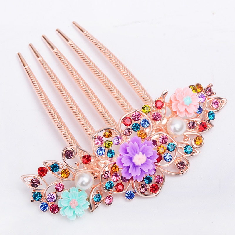 Lược Cài Tóc Hình Hoa Đính Đá Sang Trọng Cho Cô Dâu