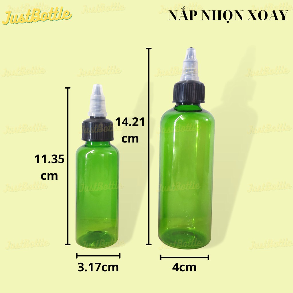 LỌ CHIẾT MỸ PHẨM CÓ VÒI Xanh Lá 30ml 50ml 100ml NẮP BẬT PHUN SƯƠNG XỊT GIỌT nhỏ miniVỎ CHAI NHỰA PET NHẤN XỊT