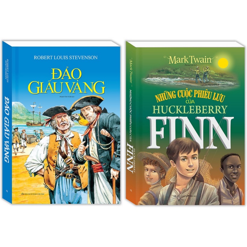Sách - Combo 2 cuốn Đảo giấu vàng (bìa mềm) + Những cuộc phiêu lưu của Huckleberry Finn (bìa cứng)