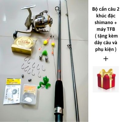 Combo bộ cần câu shimano 2 khúc đặc, máy câu yolo TFB 6000