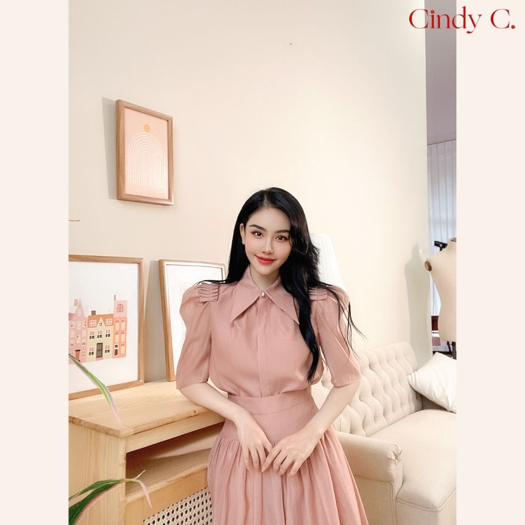 Áo Sơ Mi Tay Lỡ Và Chân Váy Adelaide Cindy C chất liệu Organza 495 / 496