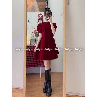 Đầm nhung tay bồng cut out (ảnh thật shop chụp kèm video)