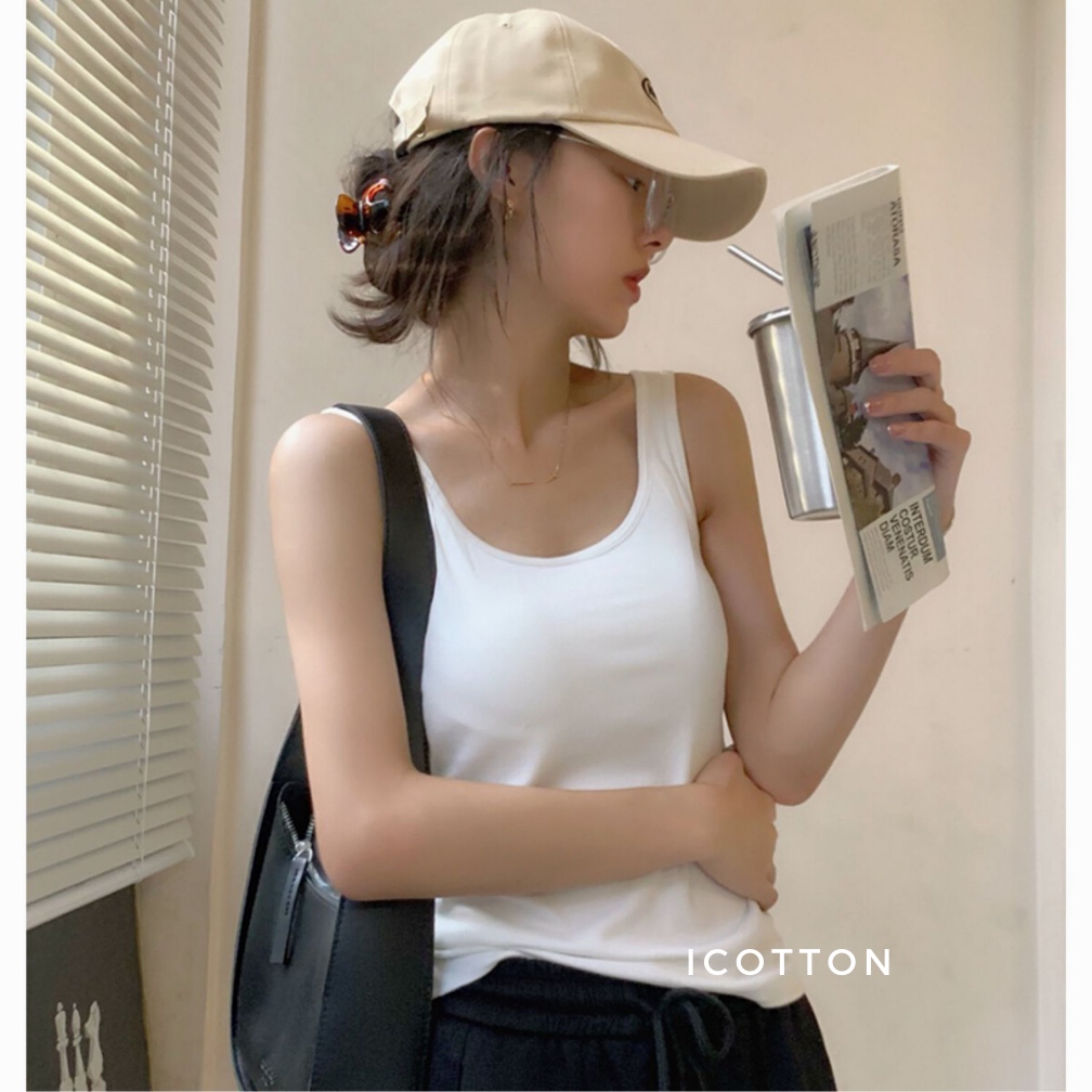 Áo ba lỗ nữ ❤️iCotton❤️ áo ba lỗ cotton 4 chiều cao cấp, đen trắng