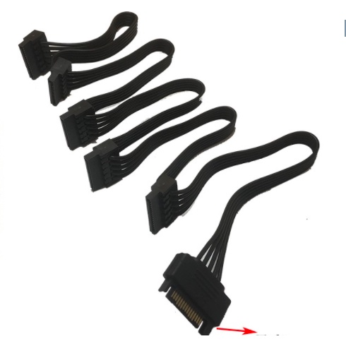 Cáp kết nối nguồn SATA cổng 1 chia 5 cổng kết nối tiếp dây nguồn 15P khoảng cách các cổng 18cm