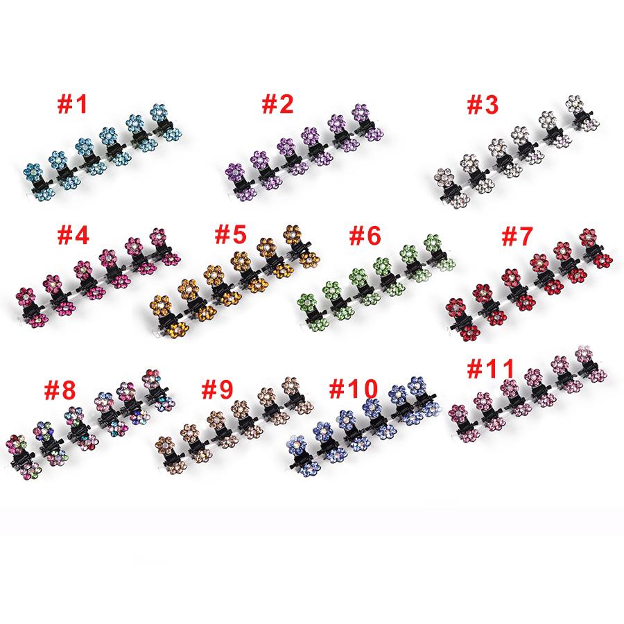 Set 6 kẹp tóc hoa đính đá pha lê cho bé gái