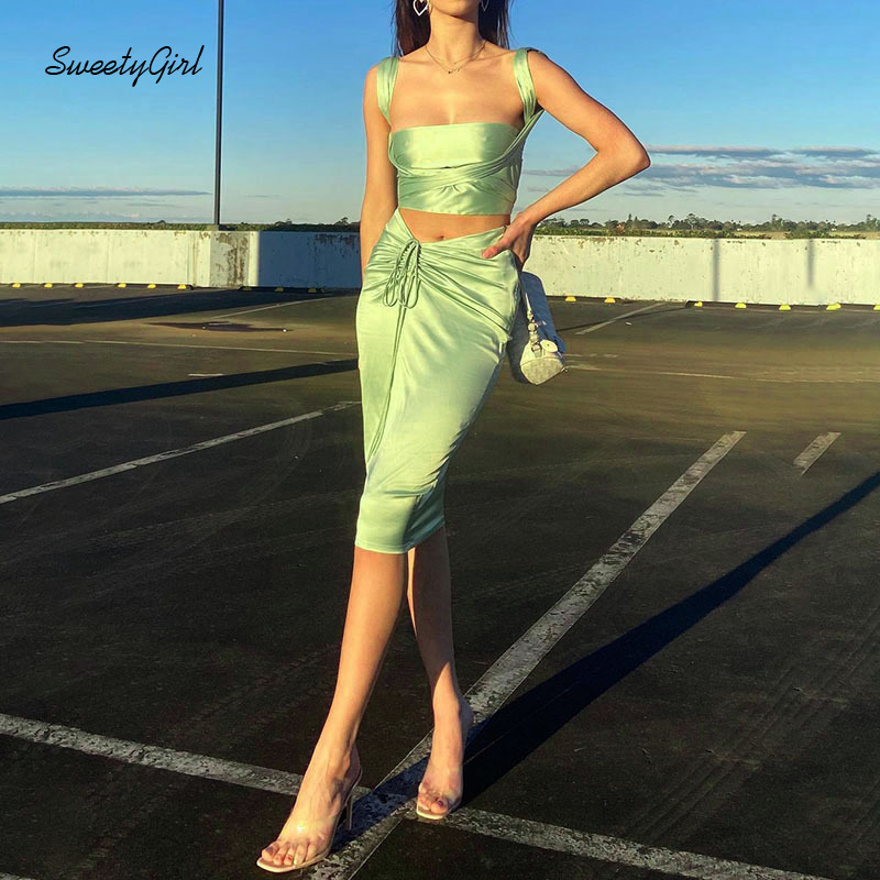 Set Chân Váy Và Áo Thun Tay Ngắn Thời Trang Quyến Rũ Cho Nữ