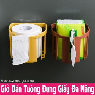 Giỏ Đựng Giấy Đa Năng - Giỏ Dán Treo Tường Tiện Lợi Decor Nhà Vệ Sinh, Nhà Bếp [Thanh Mai Shop]