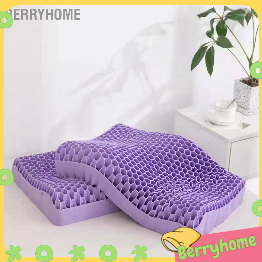 Xốp Gối Cao Su Giảm Áp Cổ Tử Cung Bảo Vệ Cột Sống Có Thể Giặt Đa Năng Thoáng Khí Với Pillowslip BerryHome~
