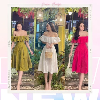 Đầm - váy thô trễ vai dáng xòe