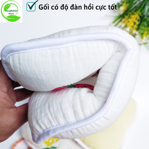 Gối Chống Bẹp Đầu, Gối Chống Trào Ngược WOOJI Cho Bé Vải Xô Mềm Mại Lõm Giữa Sợi Tre BÔNG BI KIDS STORE