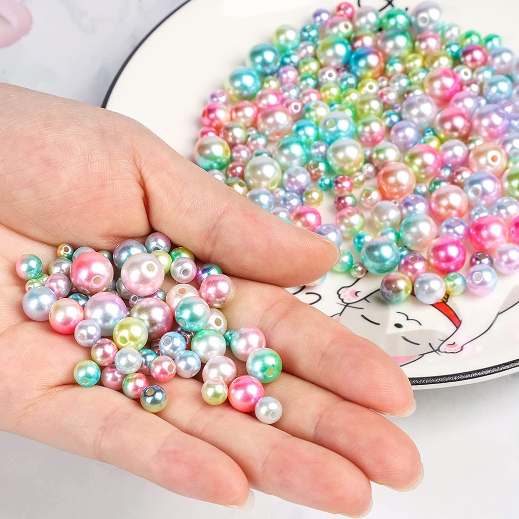 Set 500 Hạt Ngọc Trai Tròn Nhiều Màu Sắc Kích Thước 4/6/8MM Dùng Để Làm Đồ Trang Sức Thủ Công