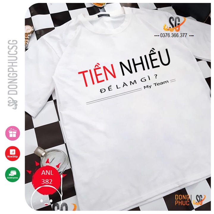 Áo thun nam nữ hội nhóm mẫu Tiền Nhiều form unisex thun cotton dày dặn màu trắng ANL382 | SG