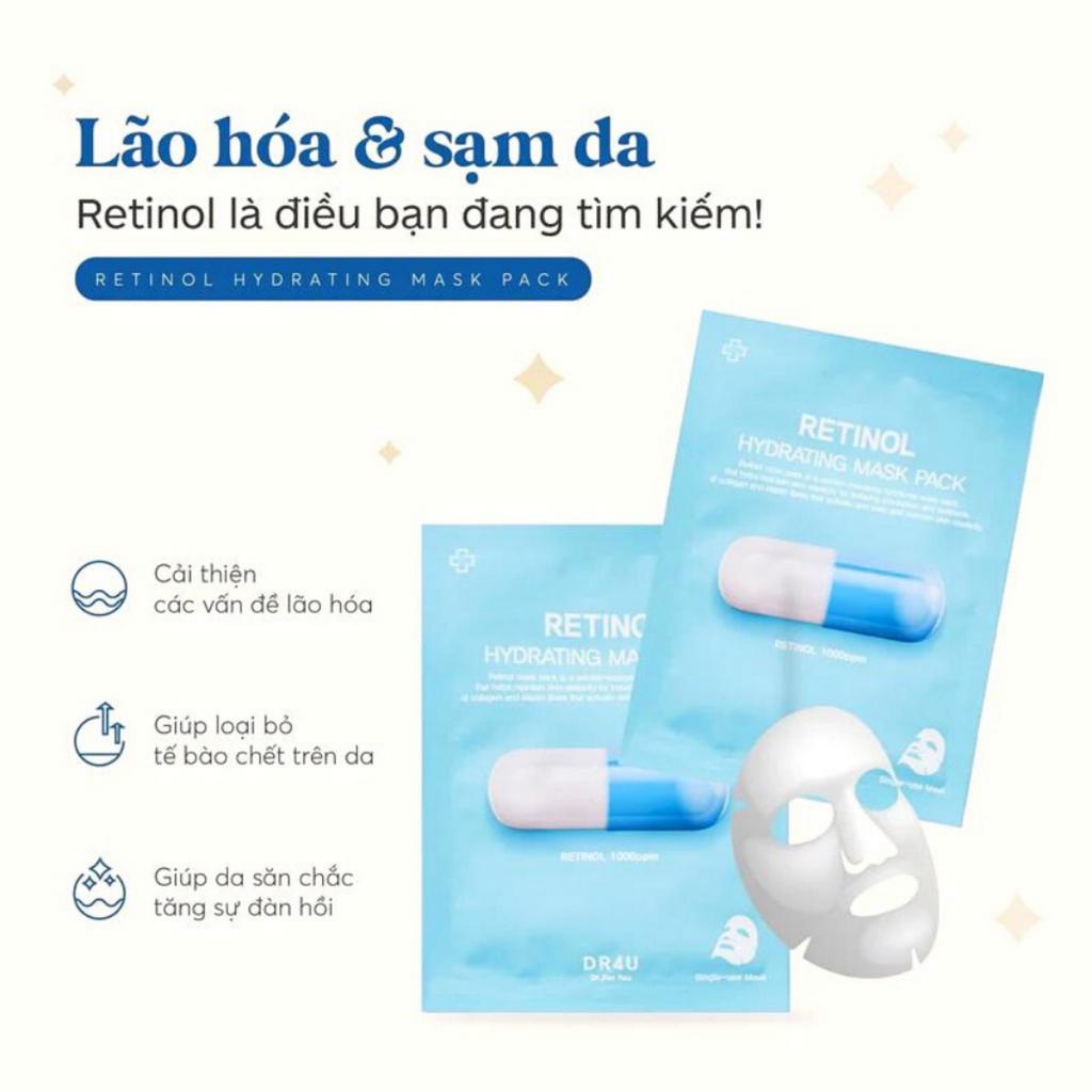 Mặt Nạ Dr4U Retinol, Glutathione (Hộp 10 Miếng) Sáng Da Hiệu Quả