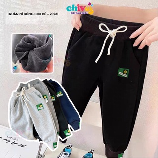Quần nỉ bé trai CHIVU'sKID chất nỉ bông dày dặn họa tiết cưng xỉu dễ thương mặc mùa đông vô cùng ấm áp