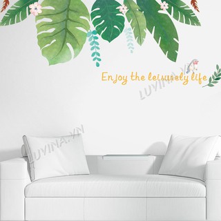 Decal dán tường trang trí phòng ngủ,quán cafe,văn phòng- Tán lá dương sỉ